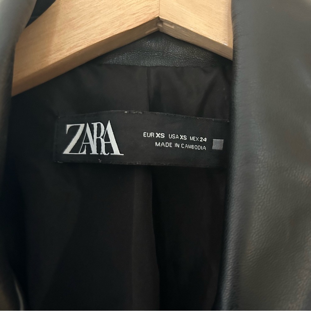 Zara Jacket Black Size XS Vegan Leather Oversized - Picture 7 of 7